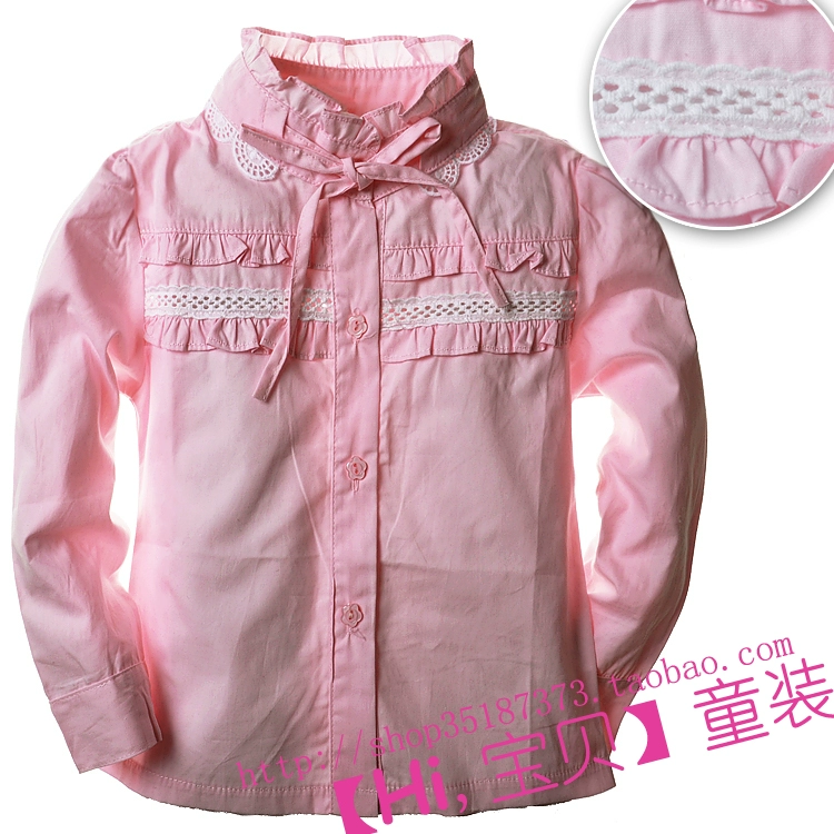 Miễn phí vận chuyển 2014 Bei Leidi / Yixiang Garden Pure Cotton Thời trang Ba chiều Cô gái Hoa của Trẻ em Áo sơ mi dài tay Hàn Quốc - Áo sơ mi
